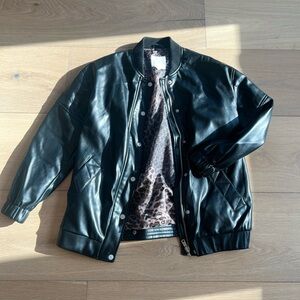 Avec Les Files Black Faux Bomber Jacket